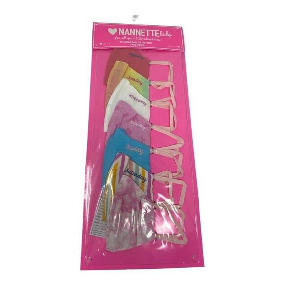 Nannette Kids 7 Reusable Days of‎ The Week Face Masks Colorful Stripe Rainbow - Picture 5 of 5